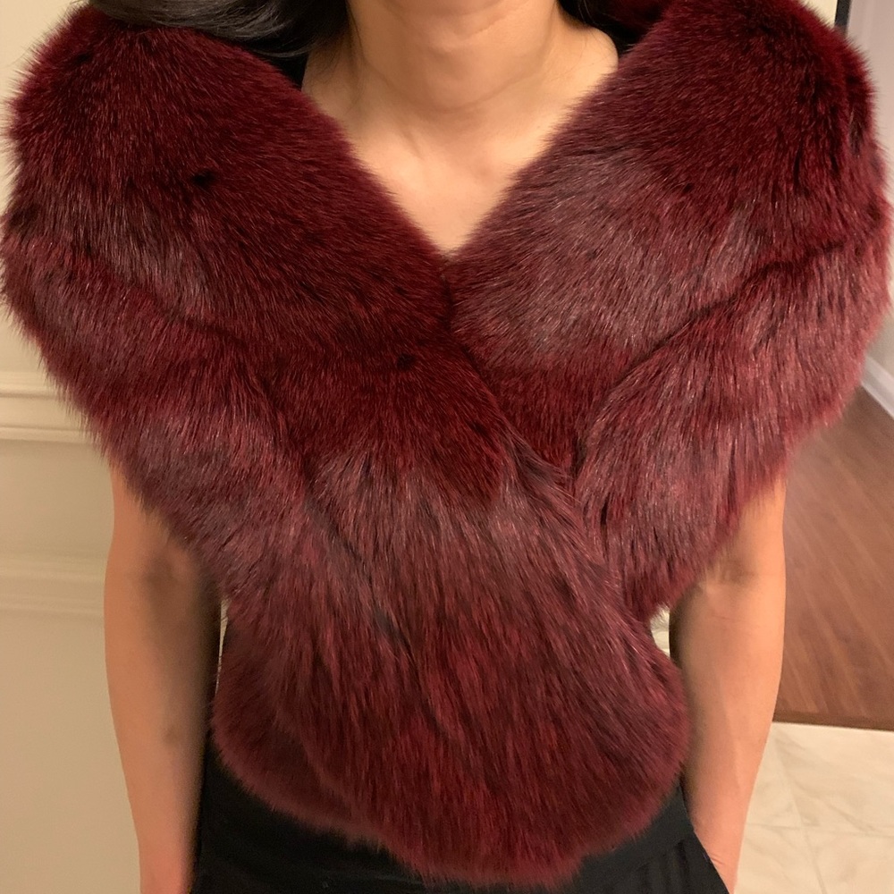 Gorgeous Deep Red/Burgandy Real Fox Fur Stole